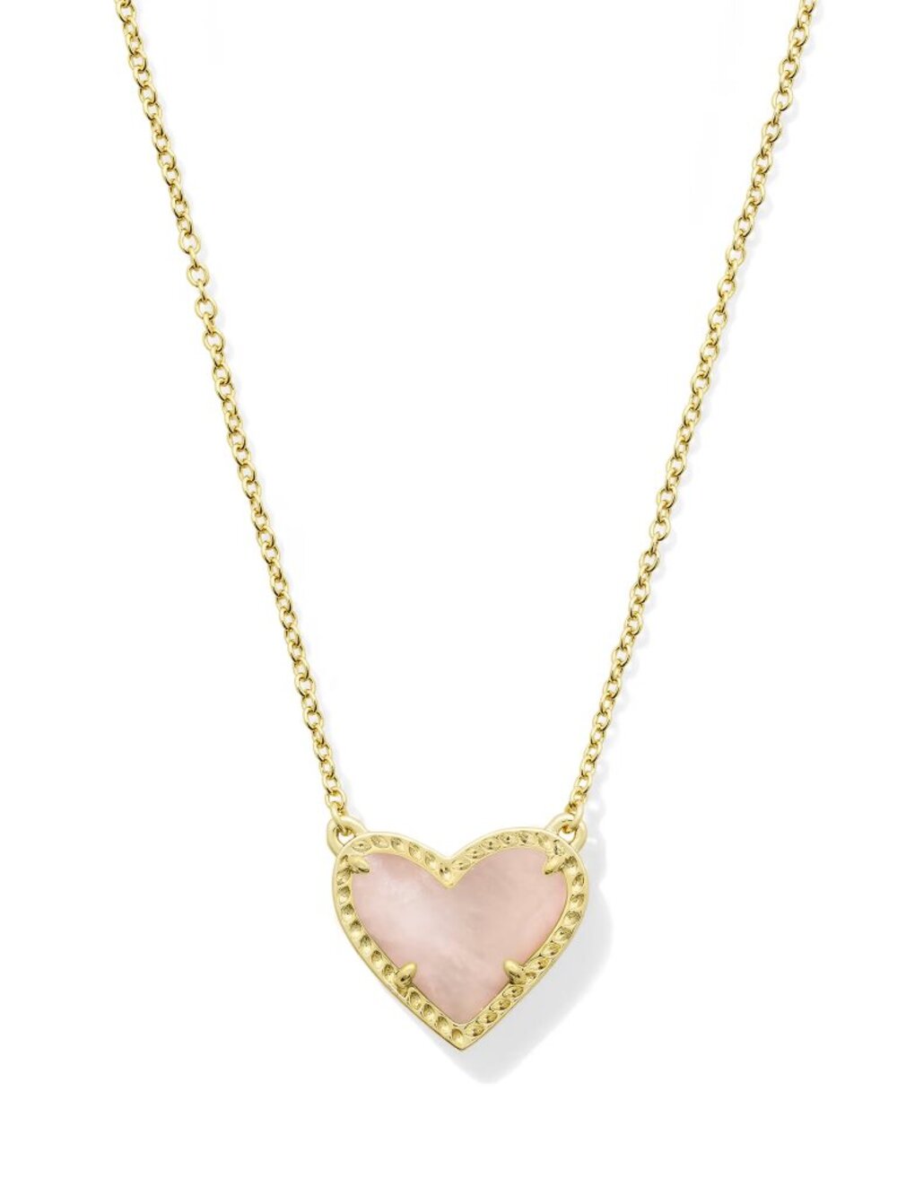 Kendra Scott Ari Heart Gold Pendant Necklace in Rose Quartz